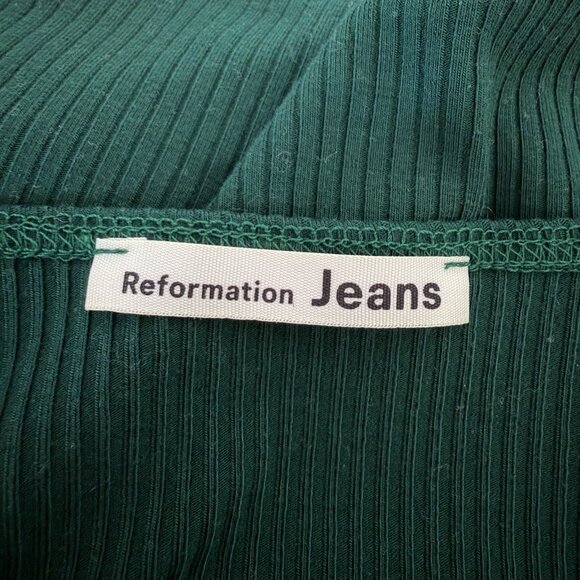 Reformation Canyon Ribbed Knit Tank Top Forest Green Sustainable Stretch L Large - Picture 4 of 7